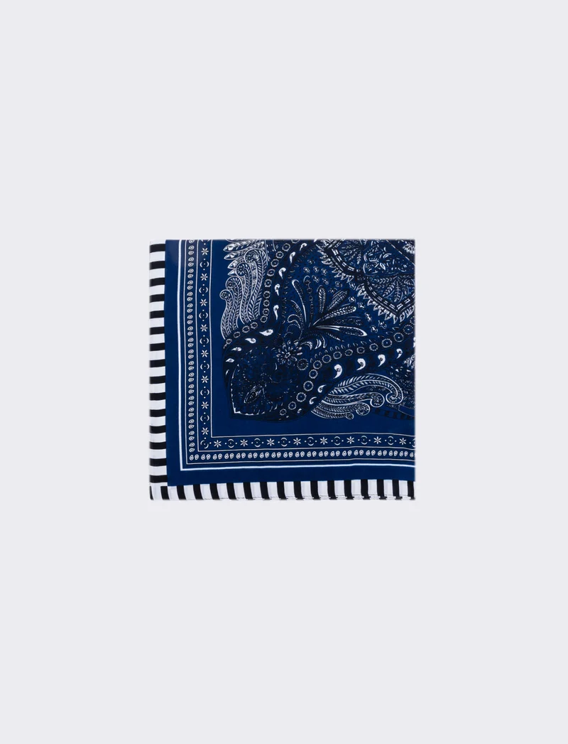 Foulard stampa paisley 70x70 cm - Blu
