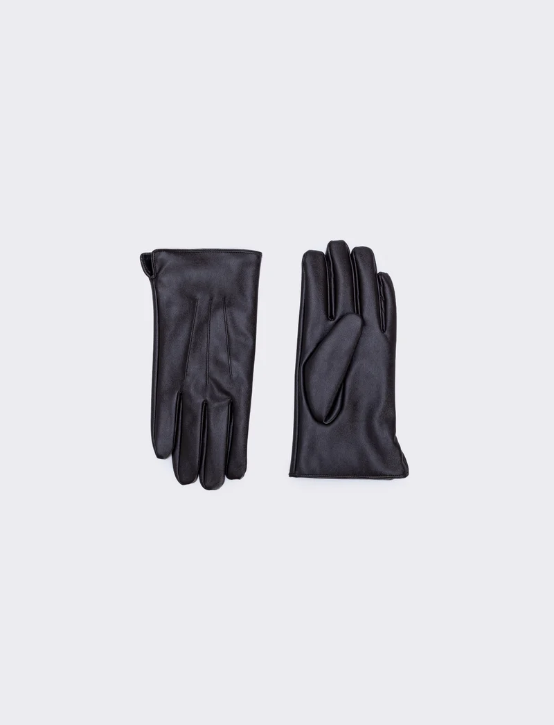 Guanti uomo effetto pelle touch eleganti - Marrone