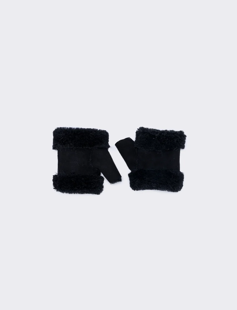 Manicotto corto effetto scamosciato - Nero