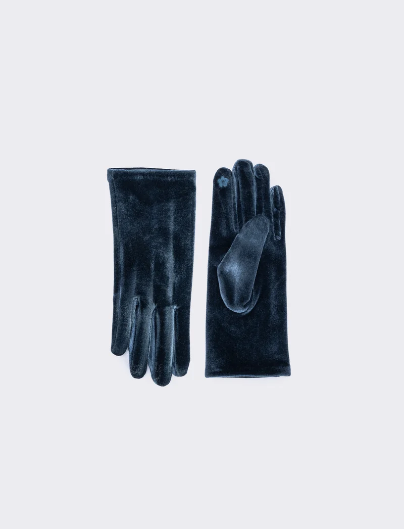 Guanti Ciniglia Touch Eleganti - Blu