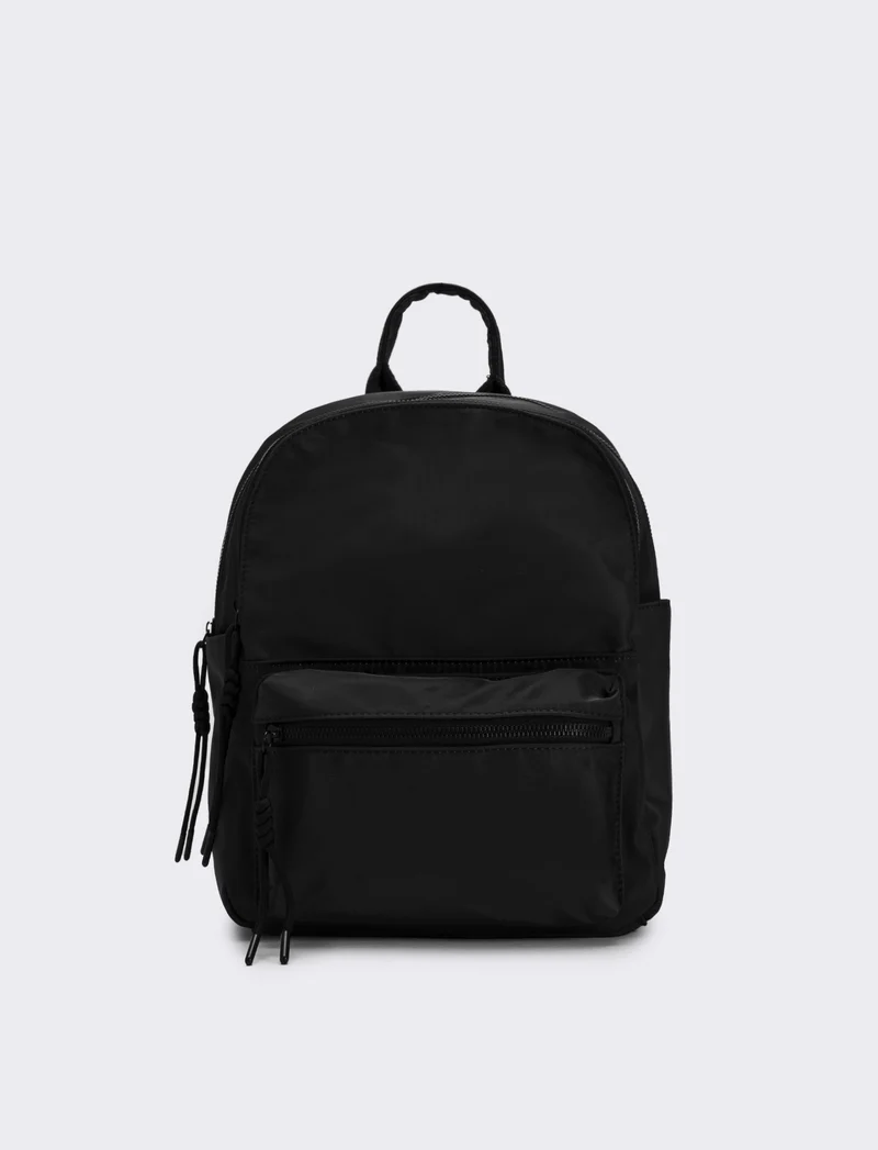 Zaino donna in nylon con tasca - Nero