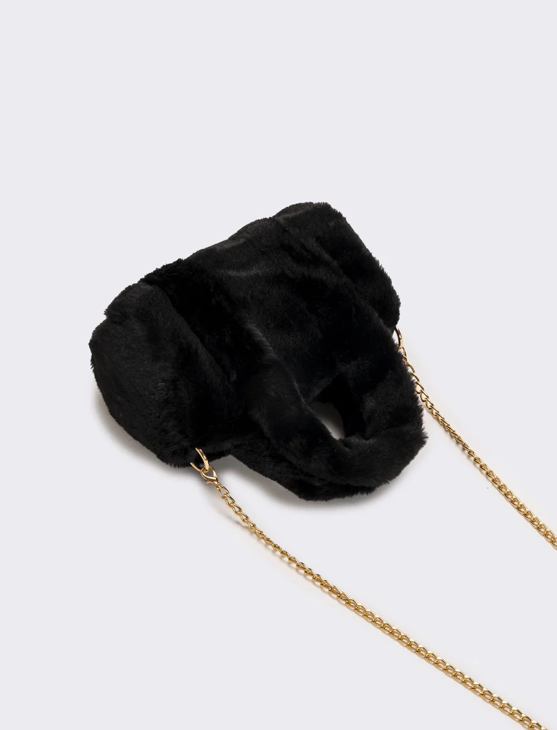 Borsa bauletto in finta pelliccia bambina - Nero