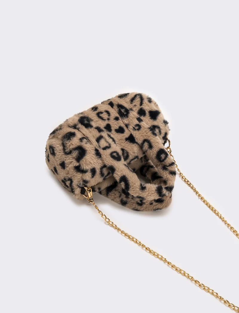 Borsa bauletto in finta pelliccia bambina - Leopardato