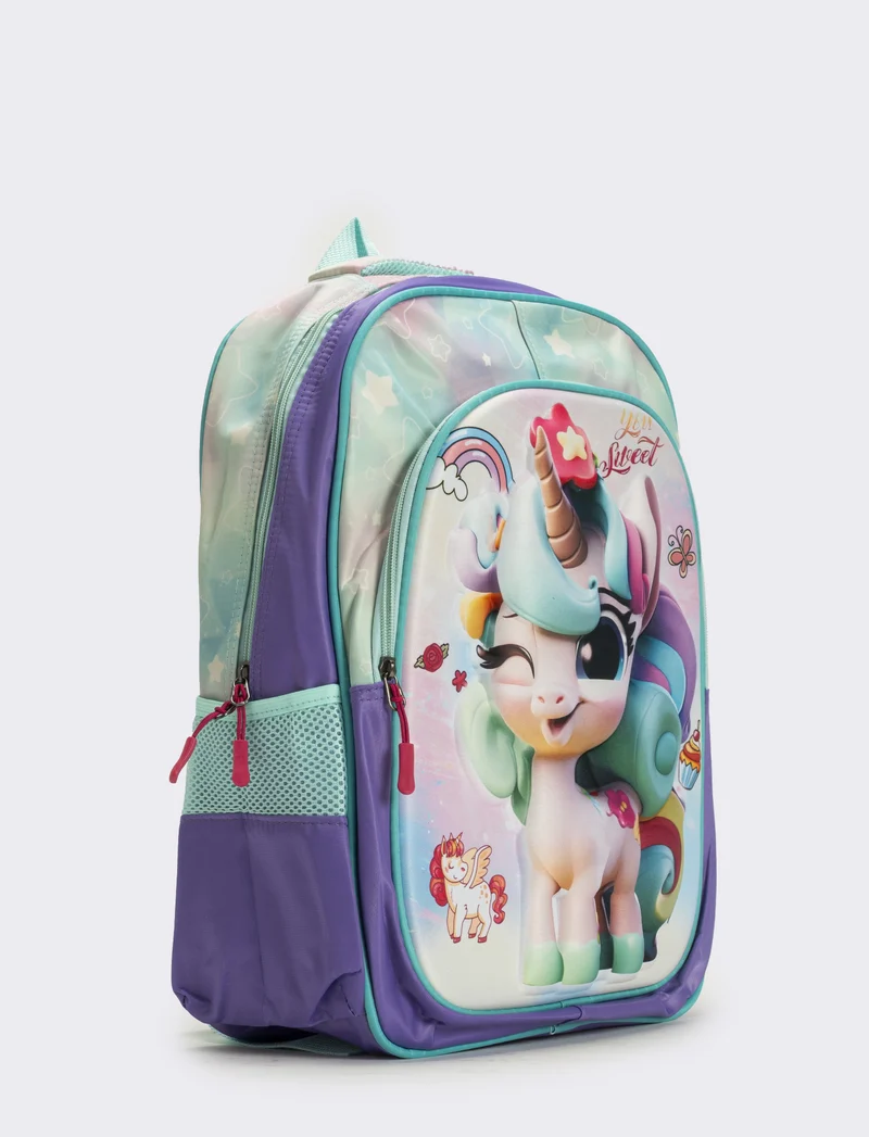 Zaino bambina 3d unicorni - Lilla