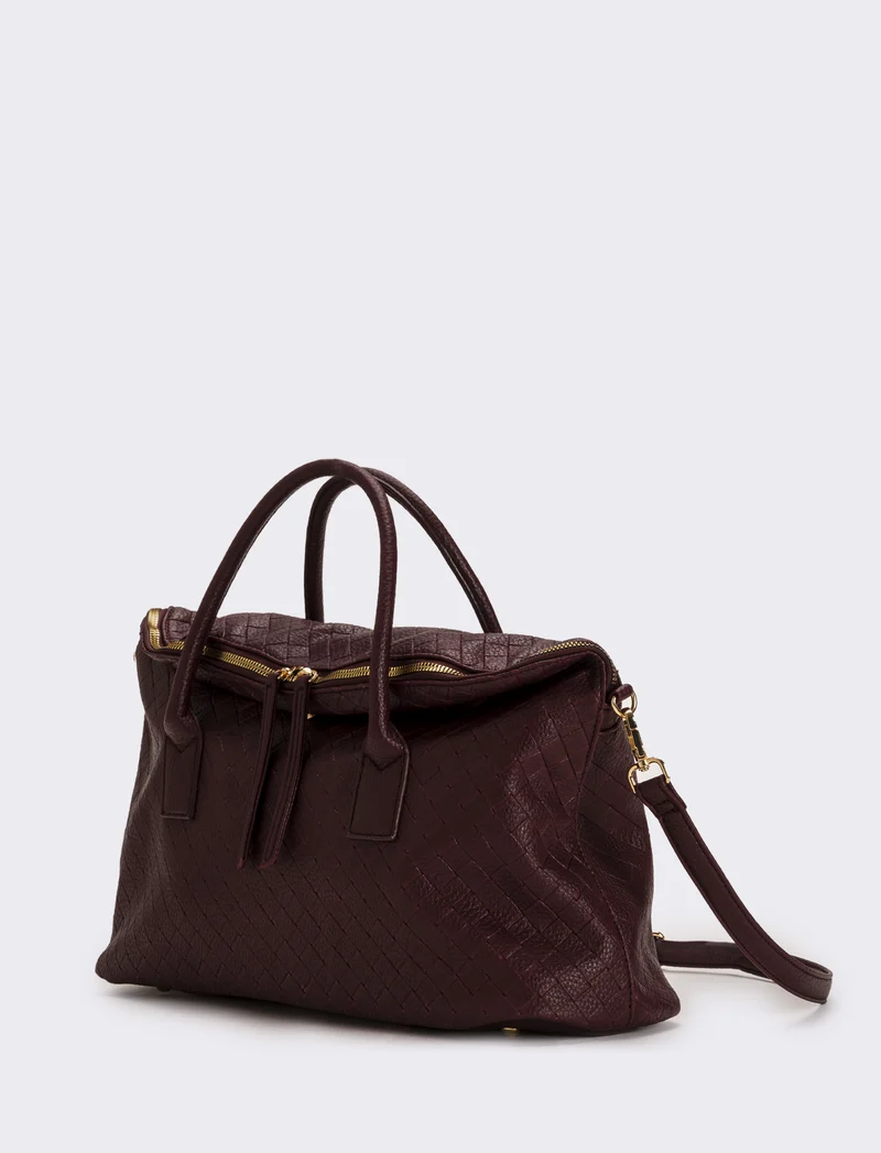 Borsa con patta mezzaluna doppio cursore donna - Bordeaux