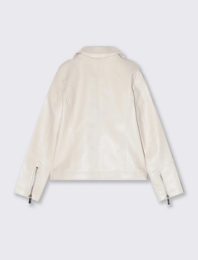 Giubbino modello chiodo da bambina. - Beige