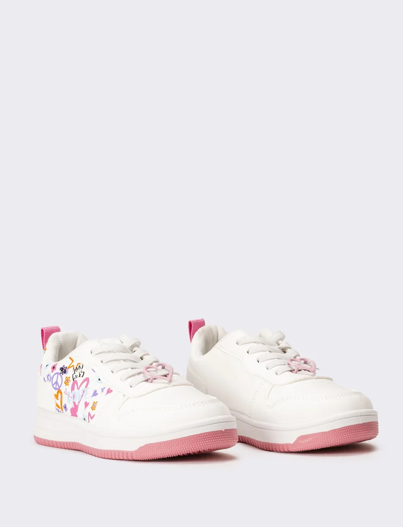 Sneakers con stampa da bambina - Bianco