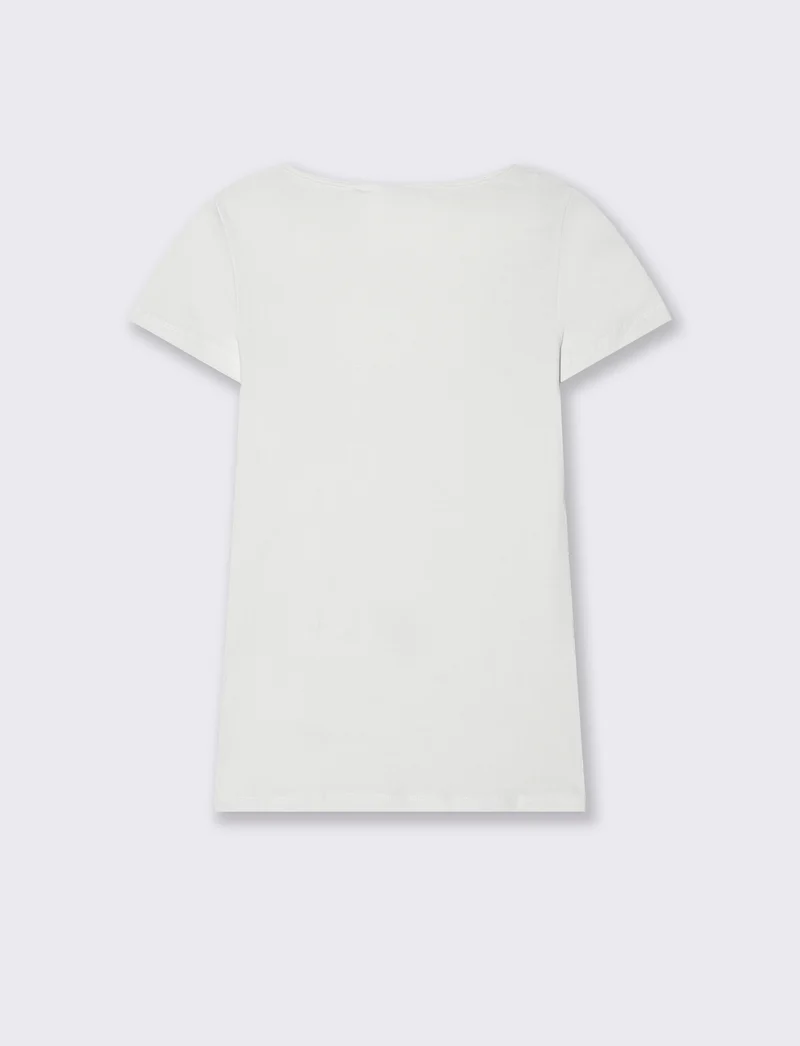T-shirt basica scollo quadrato da donna - Bianco