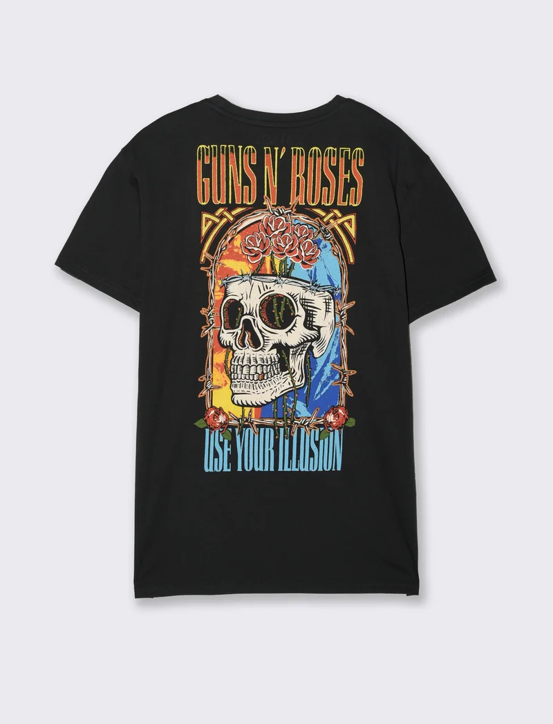 T-shirt stampa guns n' roses da uomo - Nero
