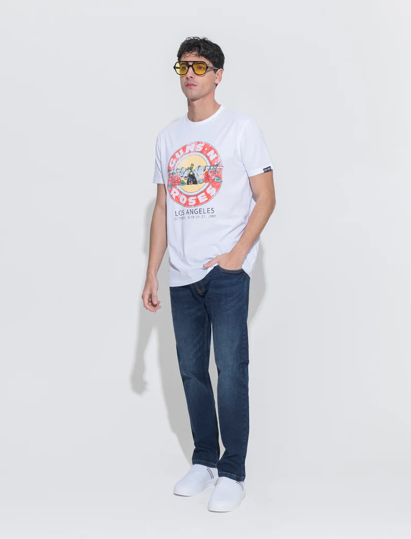 T-shirt stampa guns n' roses da uomo - Bianco