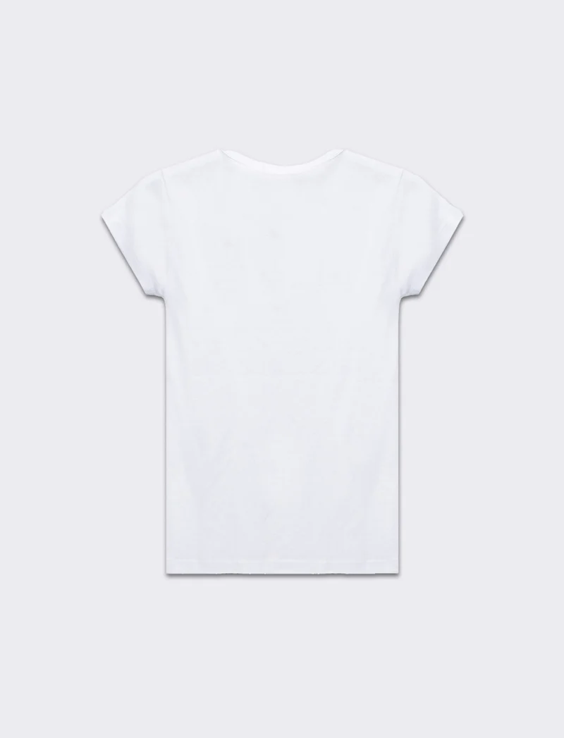 T-shirt basica scollo a v da donna - Bianco