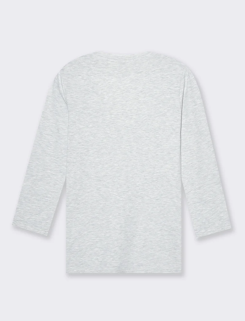 T-shirt basica scollo a v da donna - Grigio chiaro