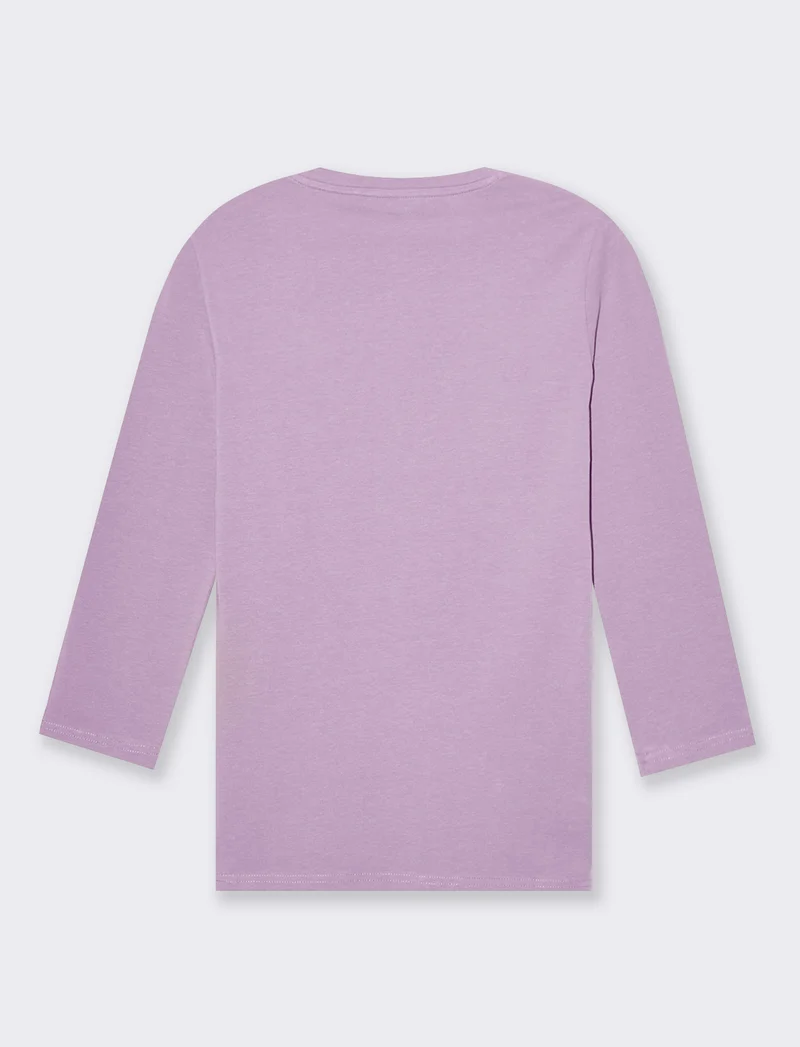 T-shirt basica scollo a v da donna - Lilla
