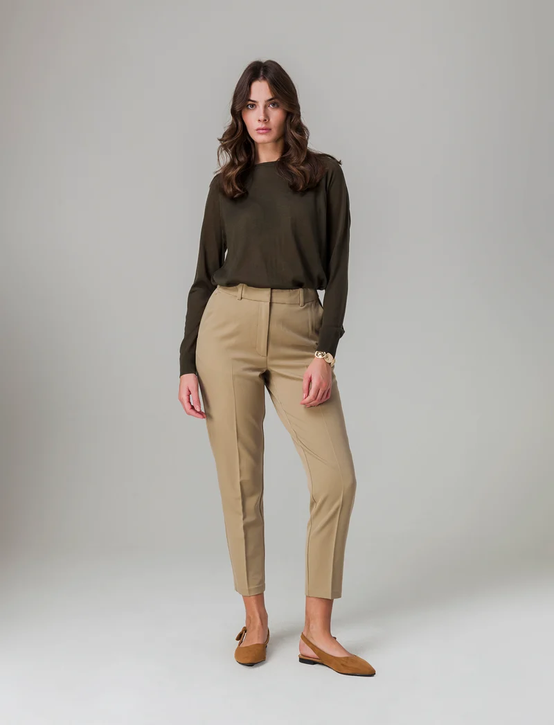 Pantalone basico da donna - Beige fieno