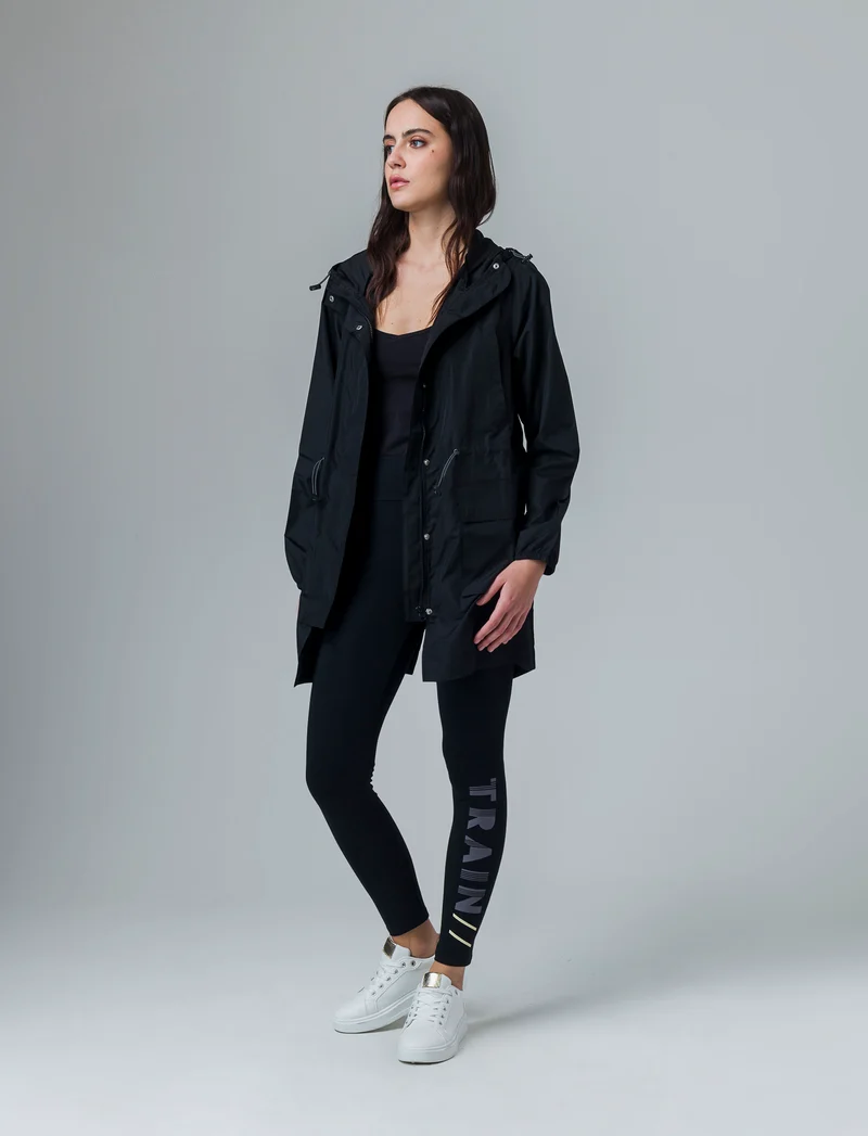 Parka con cappuccio da donna - Nero