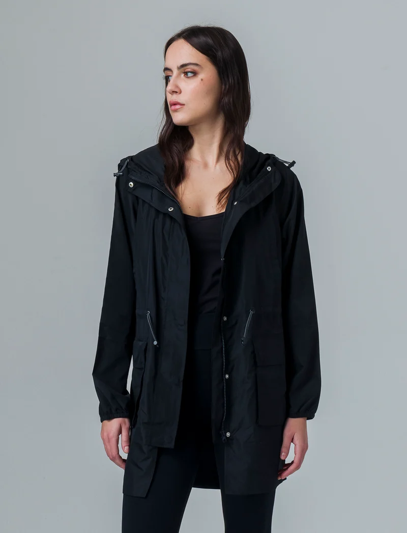 Parka con cappuccio da donna - Nero