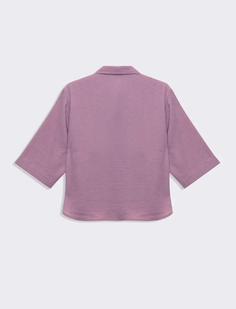 Camicia basica con maniche a 3/4 da donna - Lilla