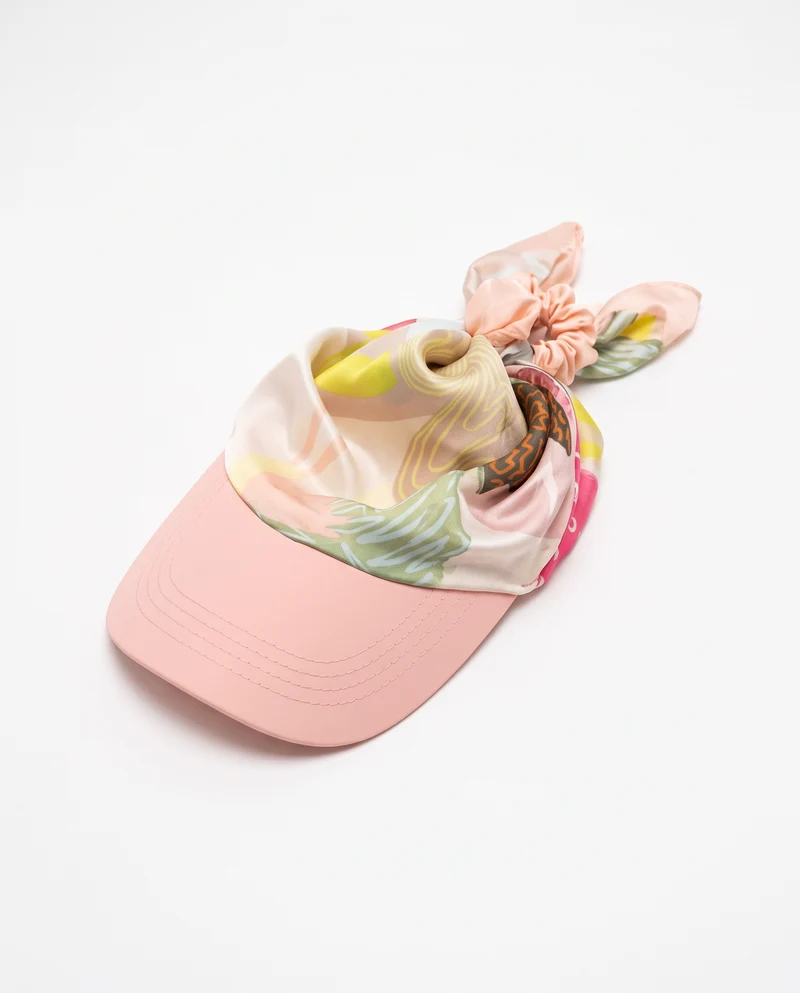 Cappello donna bandana stampato con visiera - Rosa