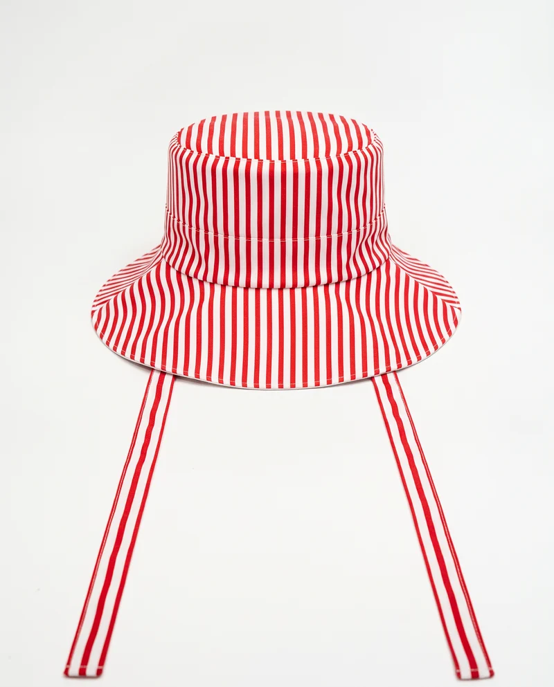 Cappello donna tessuto pescatore double face - Rosso