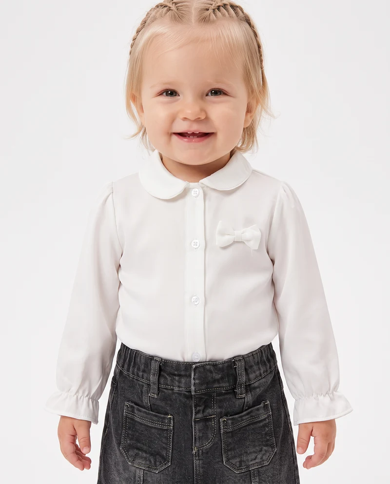 Camicia con fiocchetto - Bianco