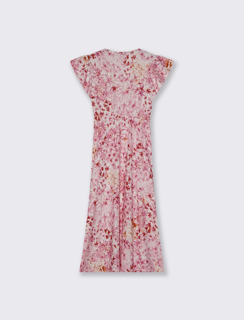 Vestito lungo con scollo a V e volant - var 1