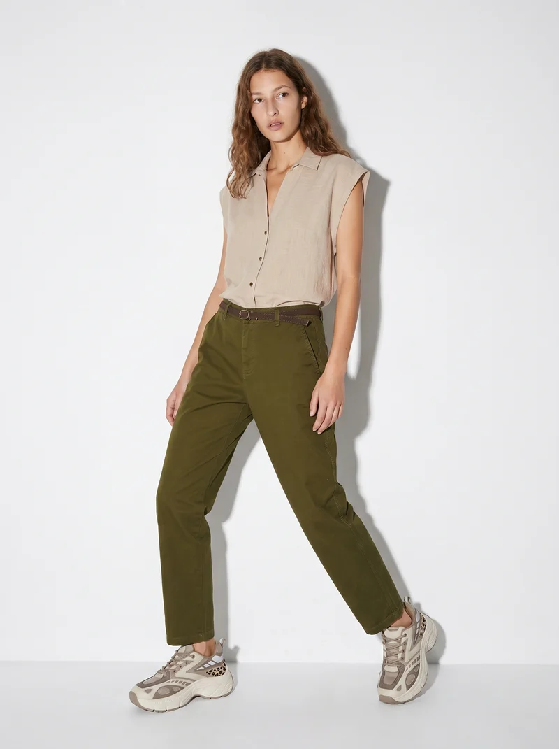 Pantalone chino con risvolto e cintura - Ve.milit.