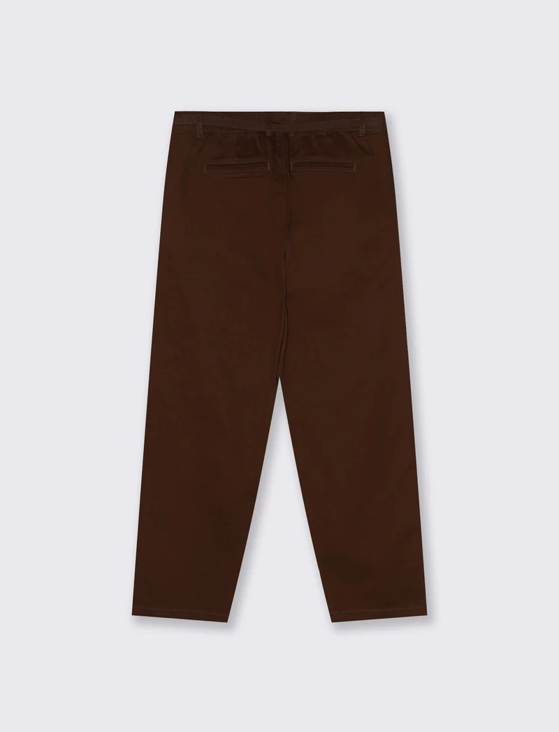 Pantalone chino con risvolto e cintura - Marrone cioccolato