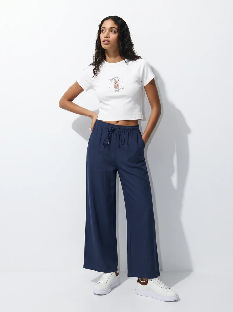 Pantaloni con elastico in vita - DENIM SCURO