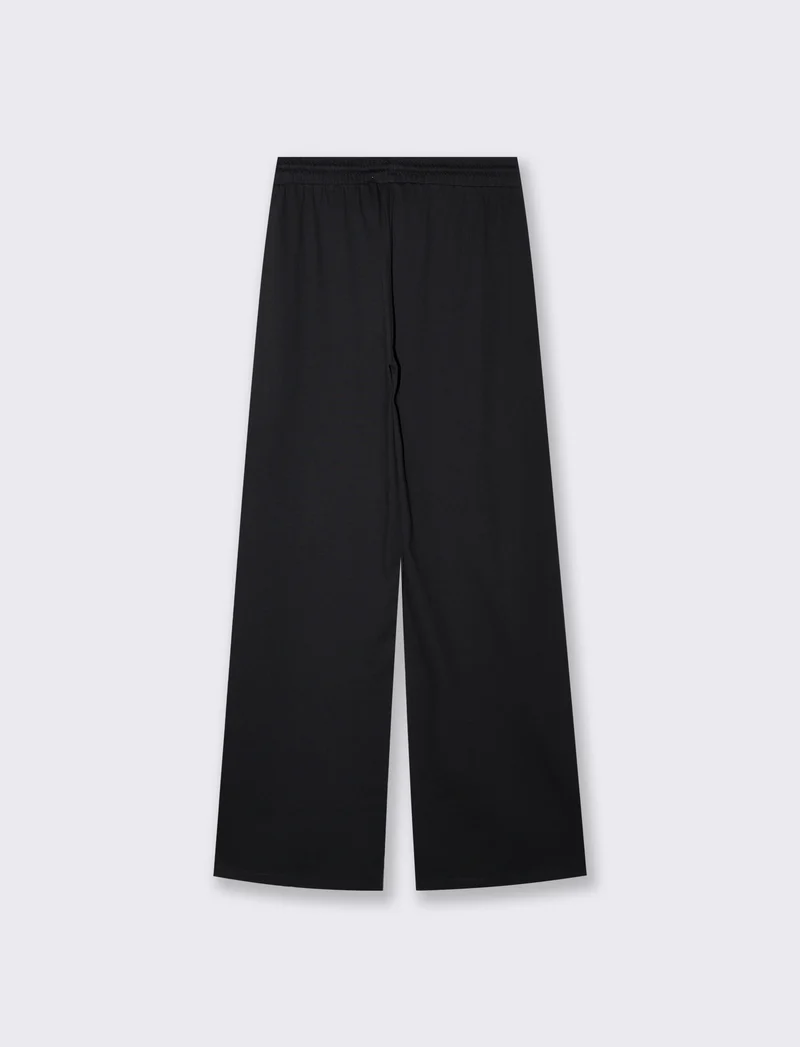 Pantaloni tuta dritti con coulisse e stampa - Nero