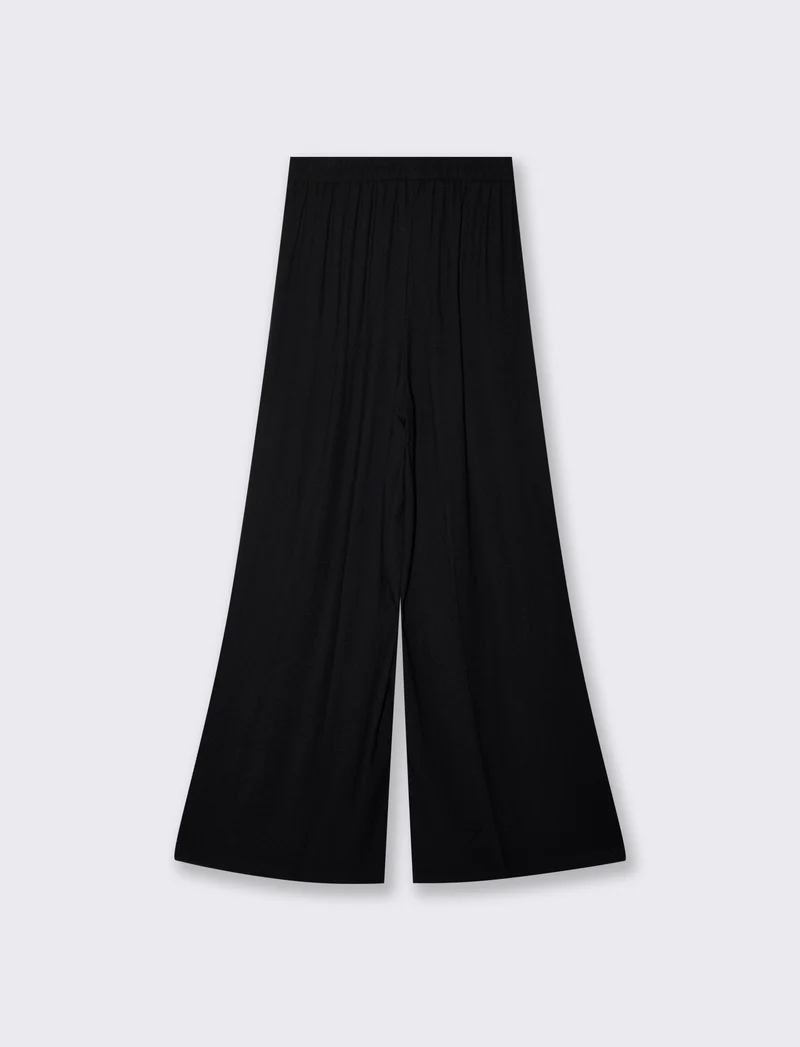 Pantalone a vita alta con elastico largo - Nero