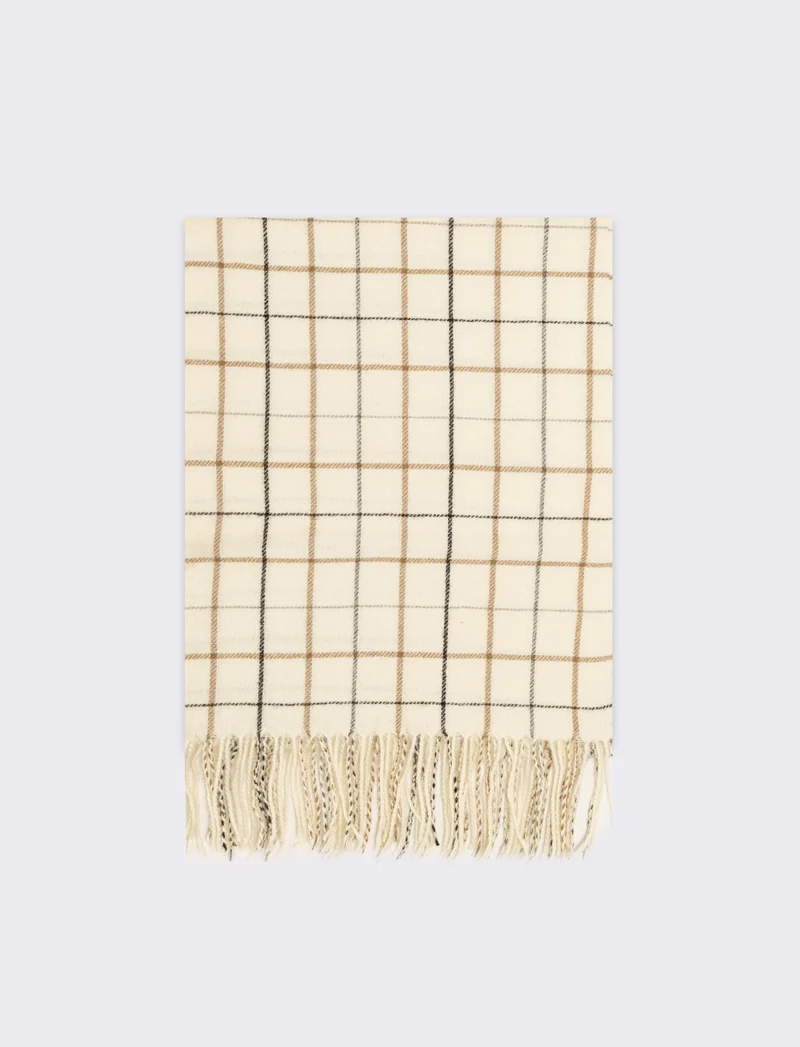 Sciarpa quadri con frange peso medio uomo - Beige
