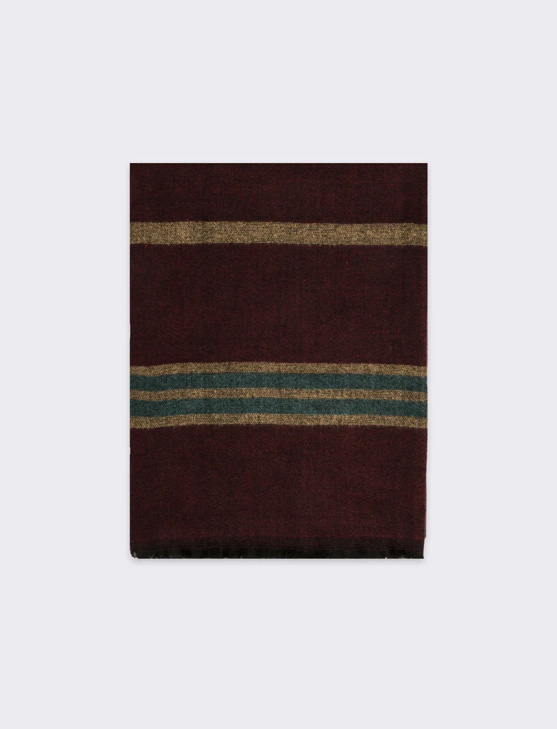 Sciarpa righe sfrangiata peso leggero uomo - Bordeaux