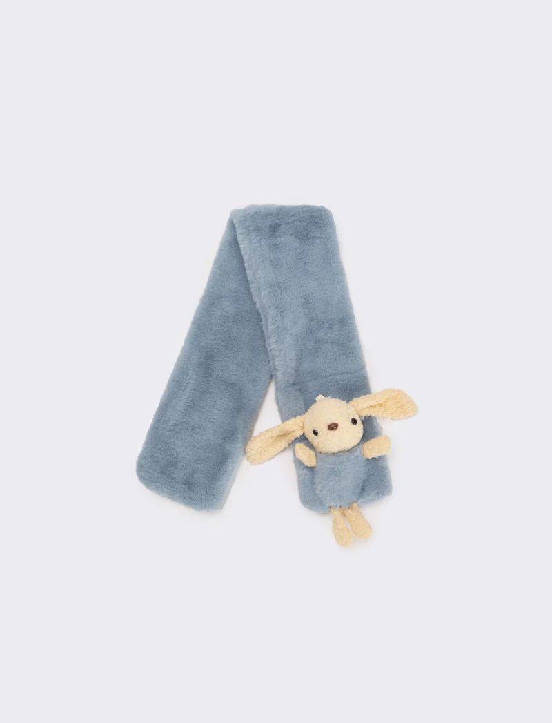 Sciarpa cravatta con coniglietto - Denim