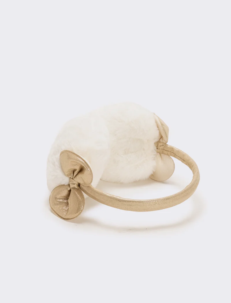 Copriorecchie con fiocco bambina - Oro