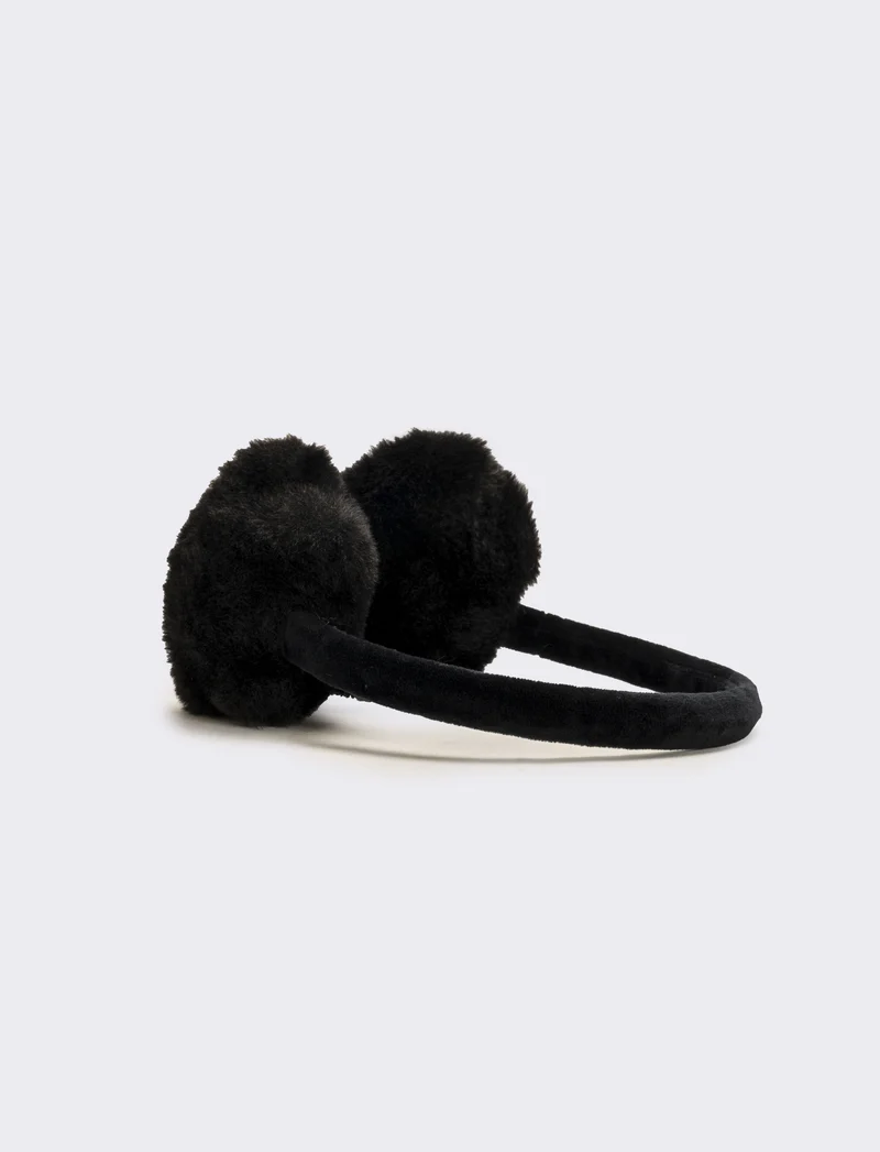 Copriorecchie bambina con perle - Nero