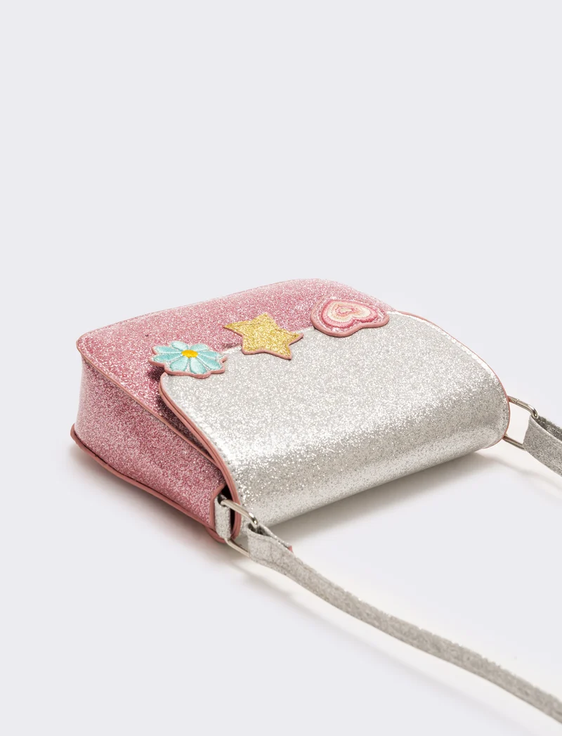 Tracolla glitter bicolor 15x13x4,5 cm - Rosa