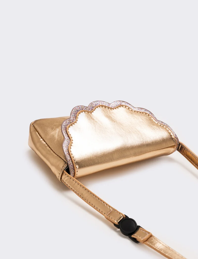 Borsa bambina a tracolla laminata - Oro rosa