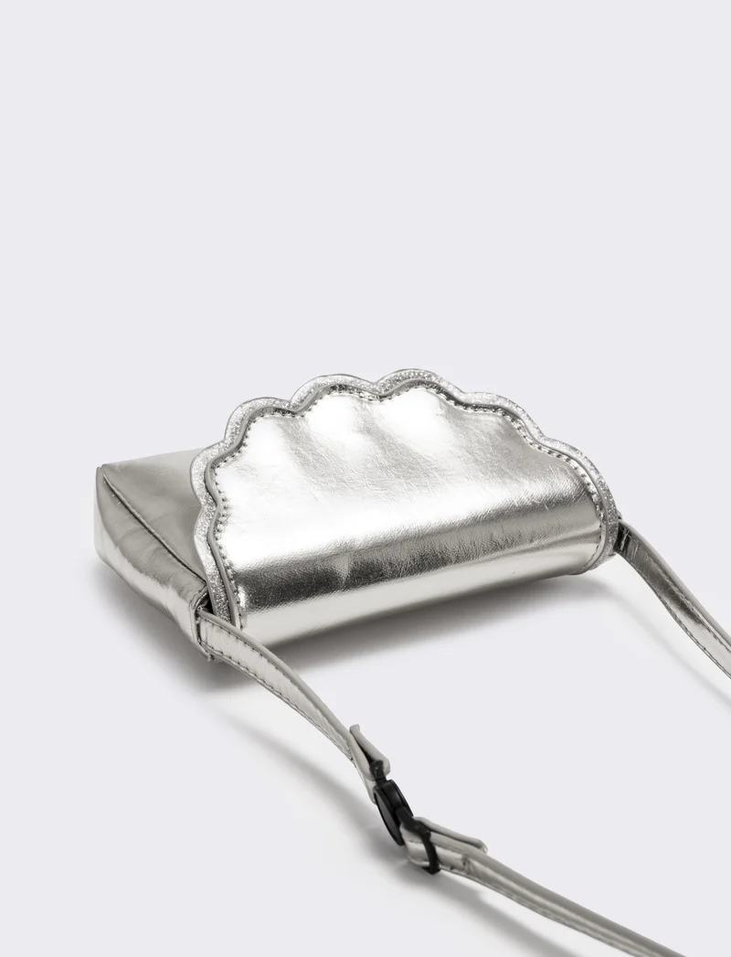Borsa bambina a tracolla laminata - Argento
