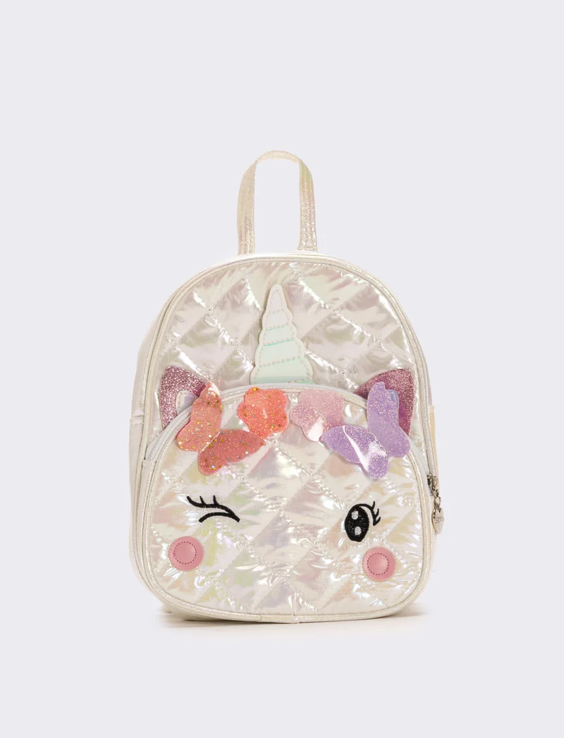 Zaino trapuntato con unicorno - Bianco