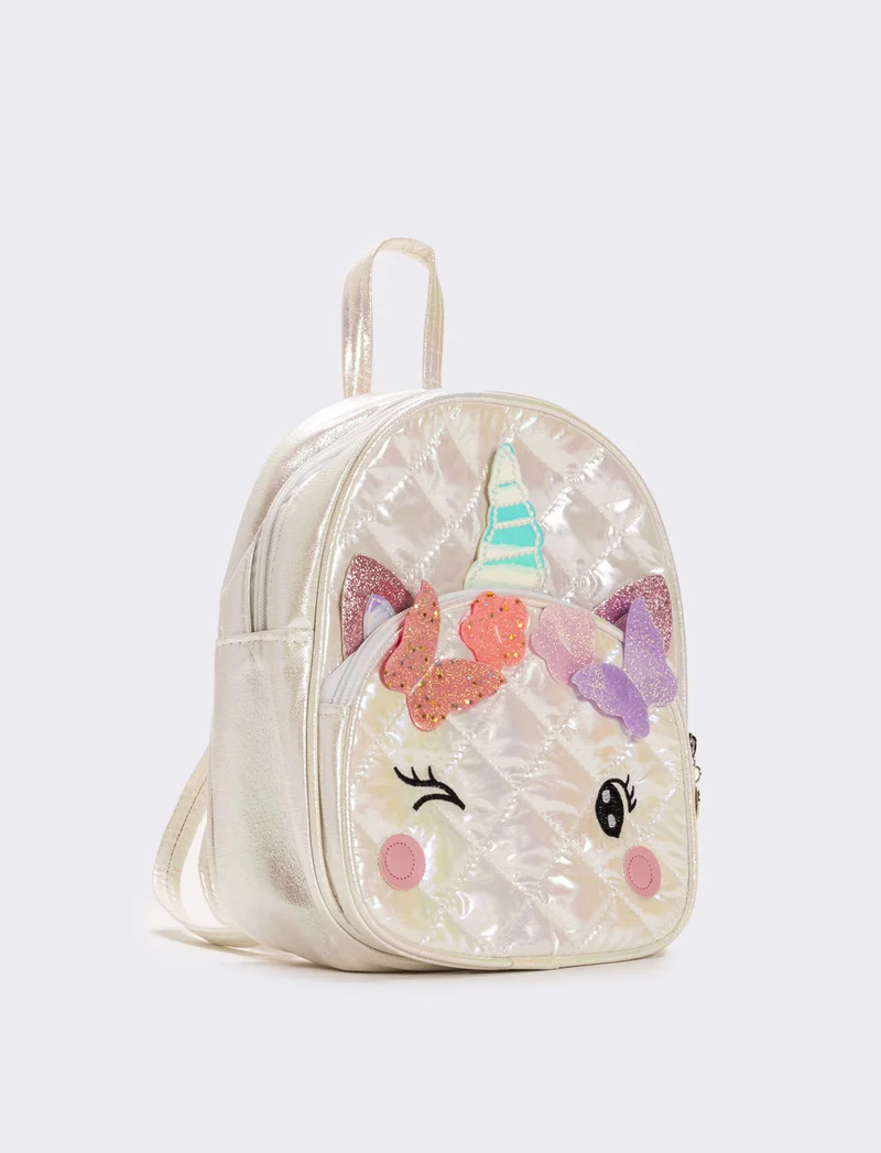 Zaino trapuntato con unicorno - Bianco