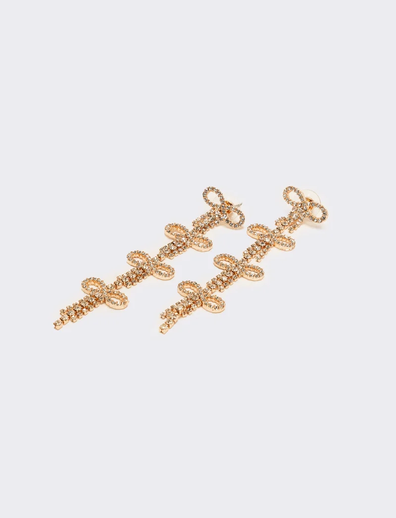 Orecchini fiocchi in strass - Oro rosa