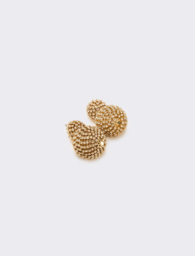 Orecchino doppia sfera con strass - Oro