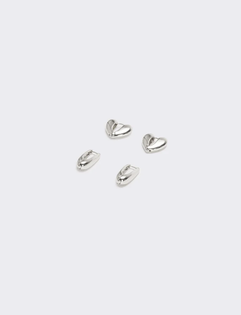 Card 2 orecchini cuore e goccia - Argento