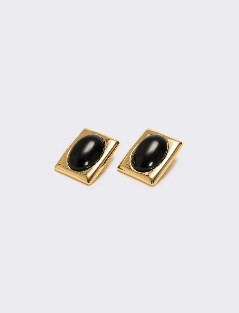Orecchini bottoni con clips - Nero