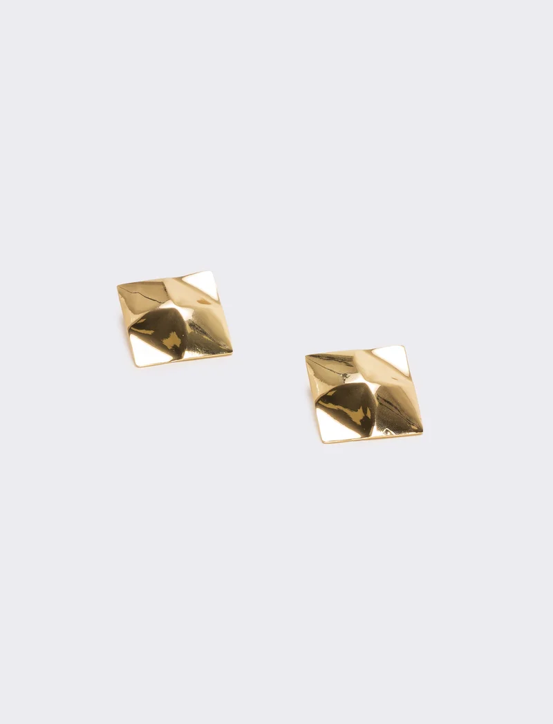 Orecchino bottone quadrato martellato - Oro