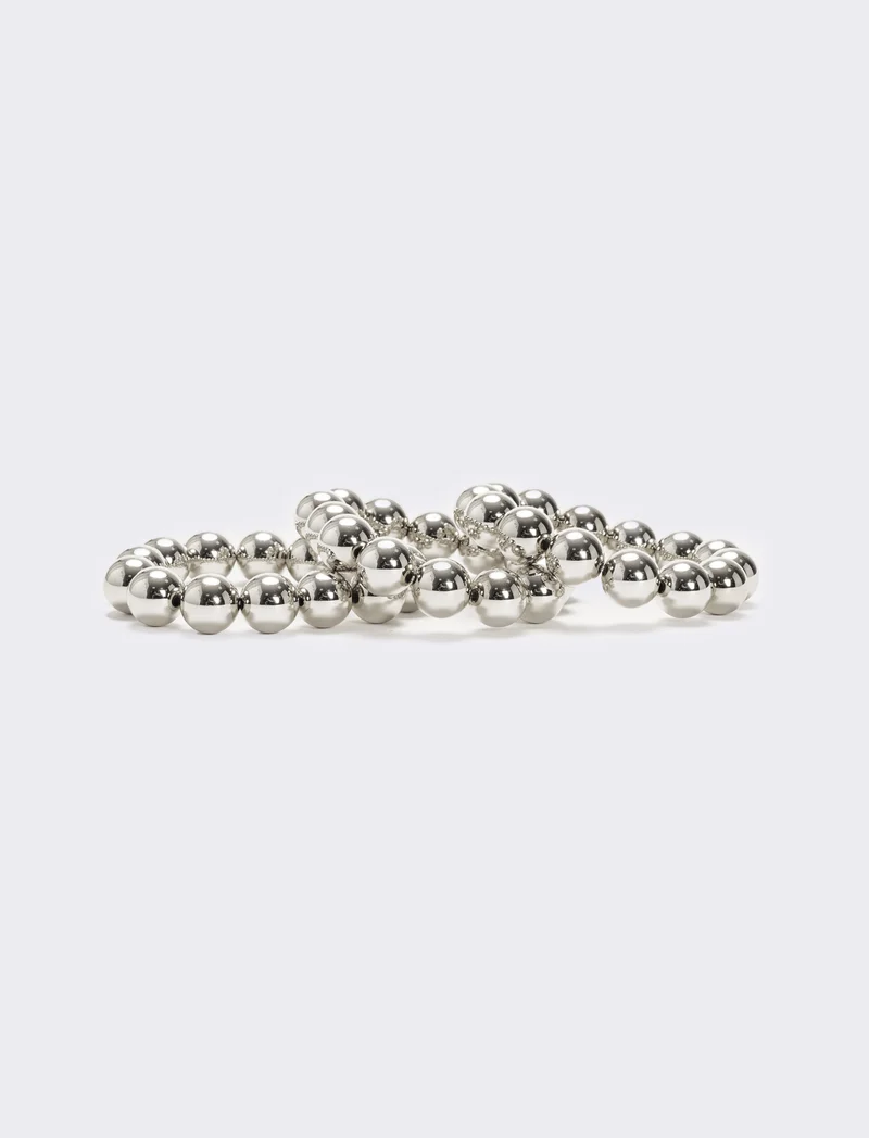 Card 3 bracciali perle metal - Argento