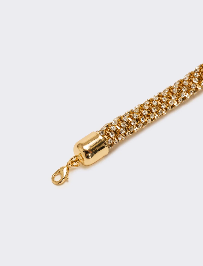 Bracciale tubolare strass - Oro