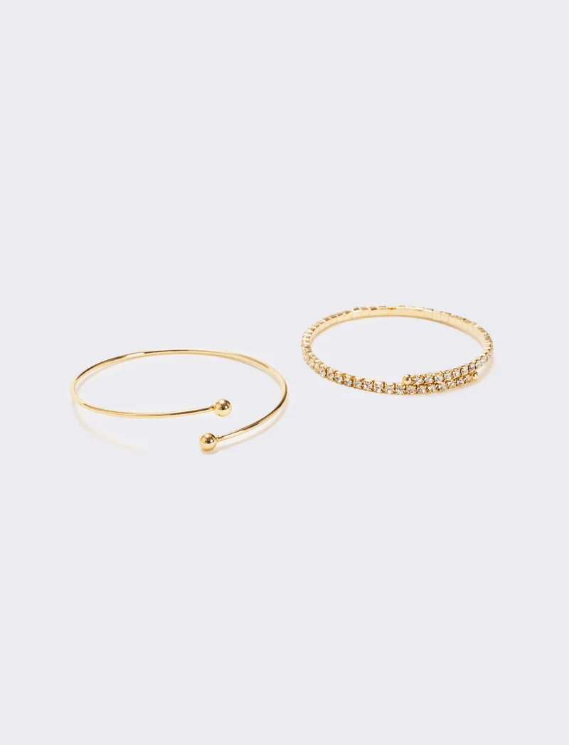 Due bracciali semirigidi con strass - Oro