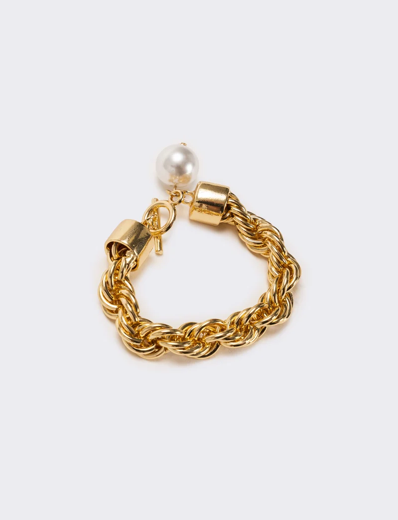 Bracciale torciglione con perla - Oro