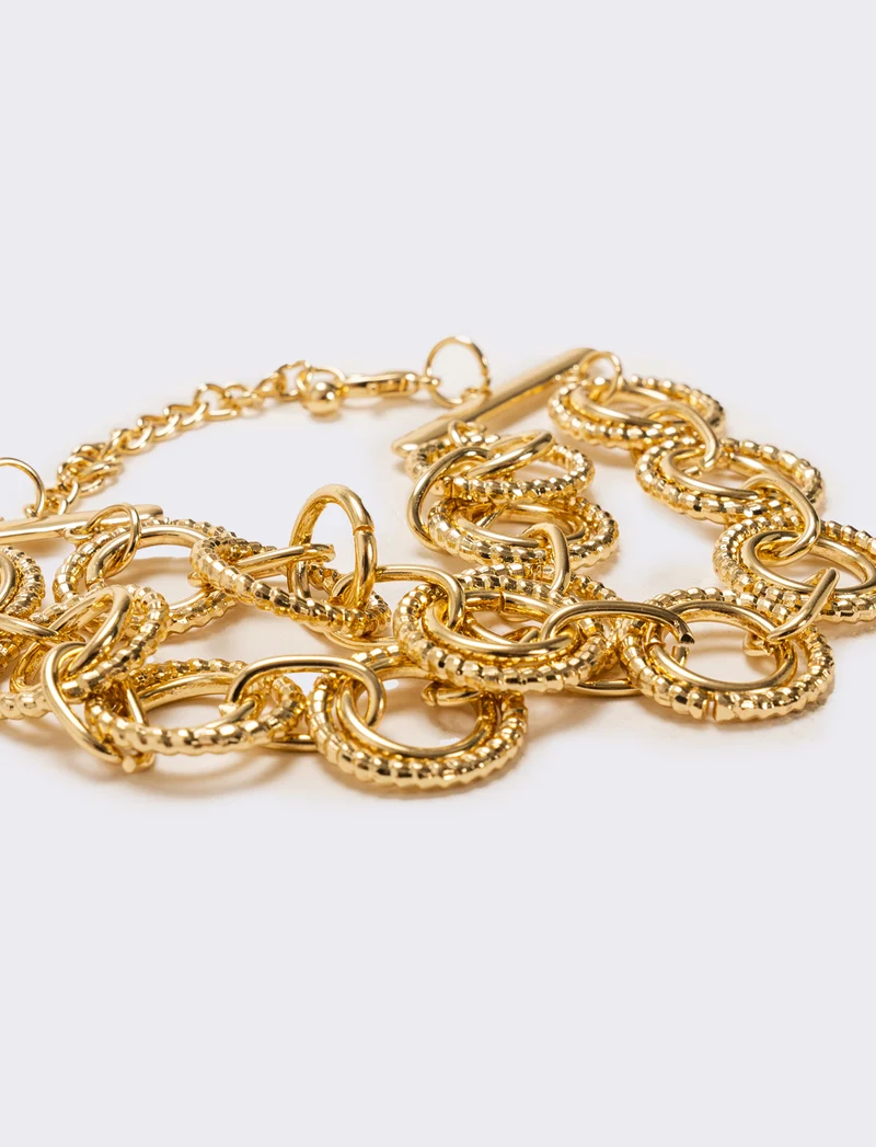Bracciale doppio filo con cerchi - Oro